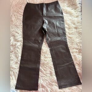 Vintage Spiegel Brown 100% Leather Pants Women’s Size 16 High Rise Straight Leg